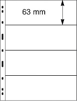 Листы Lindner системы Uniplate, четыре полоски, чёрные, арт. 074, упаковка из 5 шт
